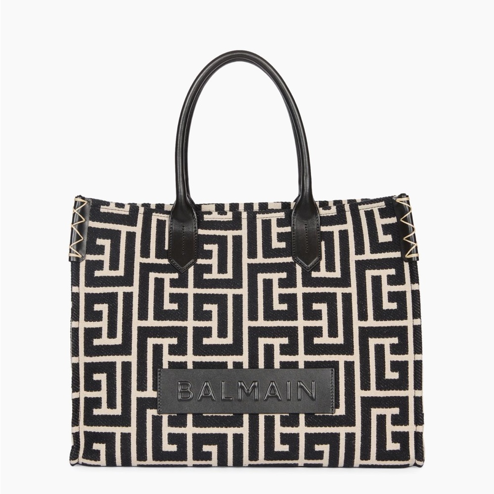 Balmain Black and Cream Tote Bag